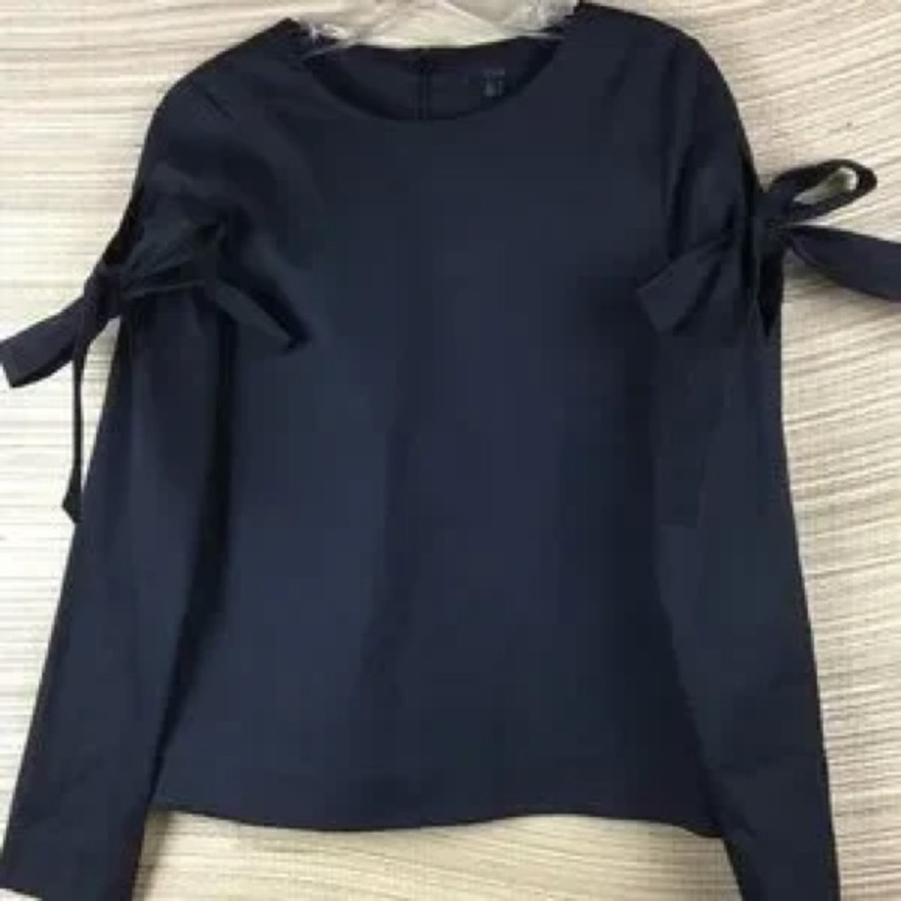 COS Black Long Sleeve Tie Front Blouse